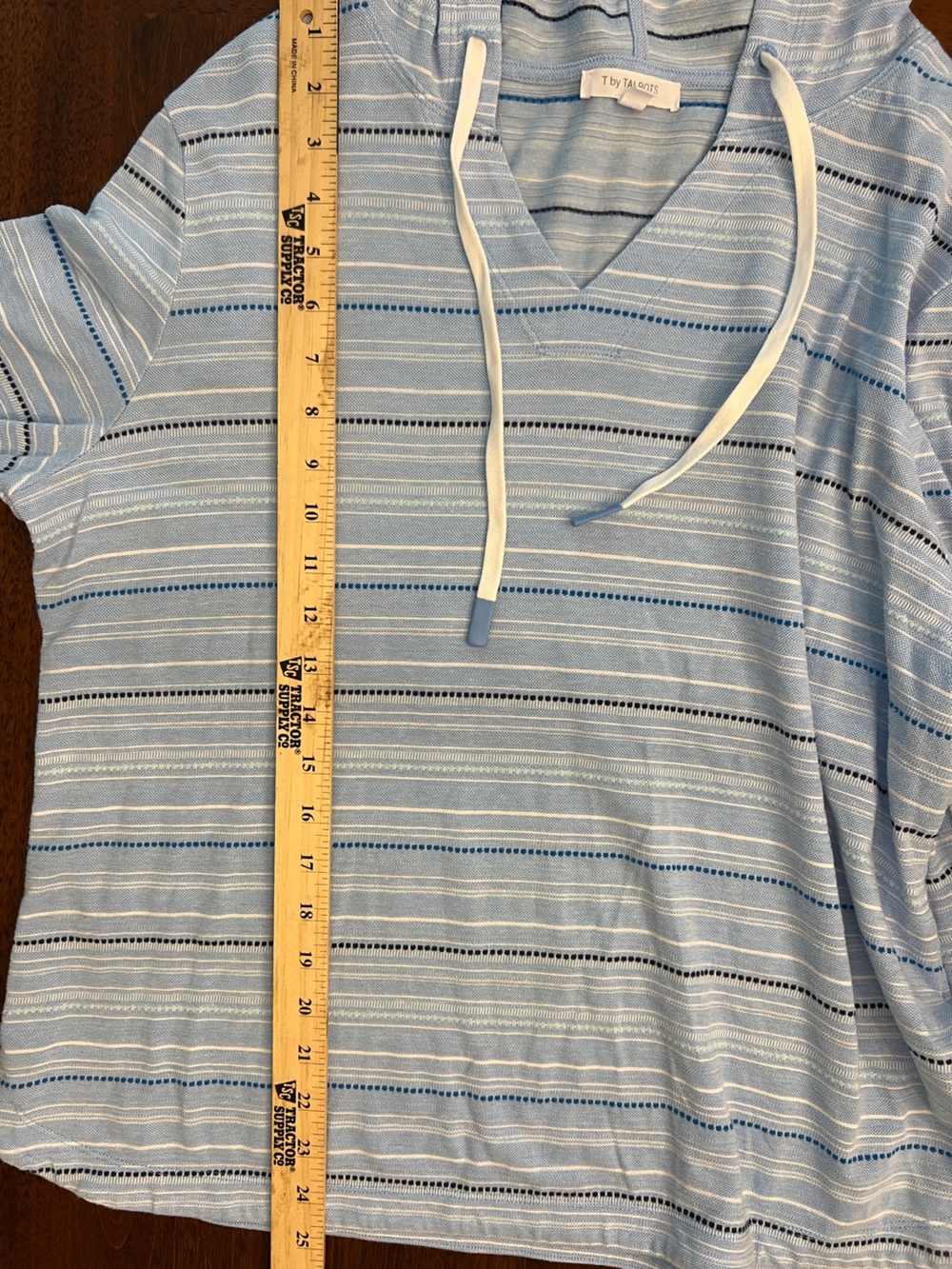 Talbots Terry Cloth Hoodie Blue Striped Beach Coverup Pullover Coastal Cottage - Picture 12 of 14